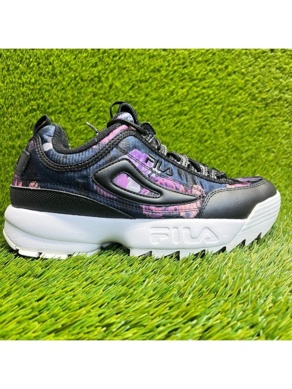Fila Disruptor II Womens Size 9 Black Blue‎ White Walking Casual Shoes Sneakers